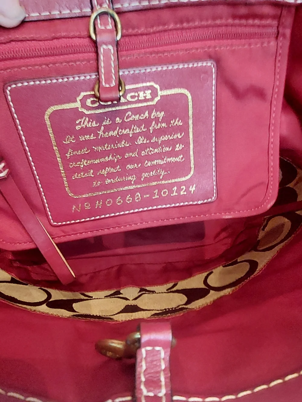 Vintage 2006 Coach Signature Stripe Tote Red August 2006 (Style #10124)